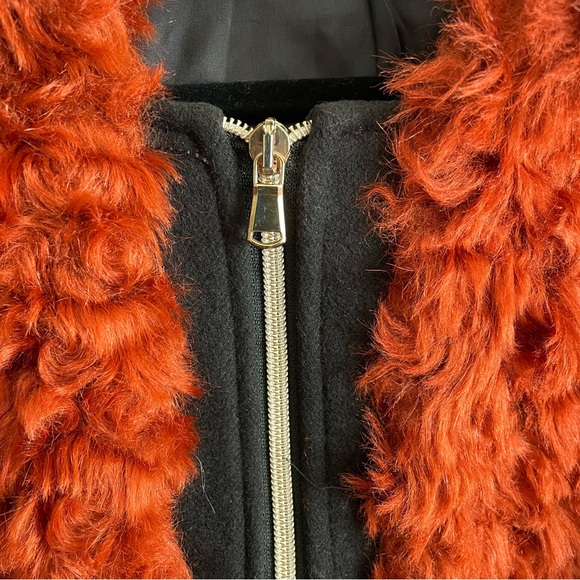 Tensione In Burnt Orange Faux Fur Teddy Jacket Hoodie Made in Italy - Picture 3 of 6